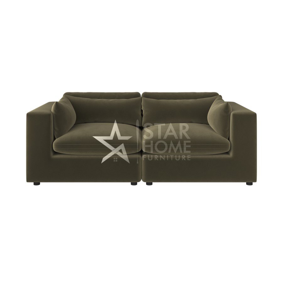Hudson 3-Seater Velvet Sofa - Khaki Green - Star Home Furniture