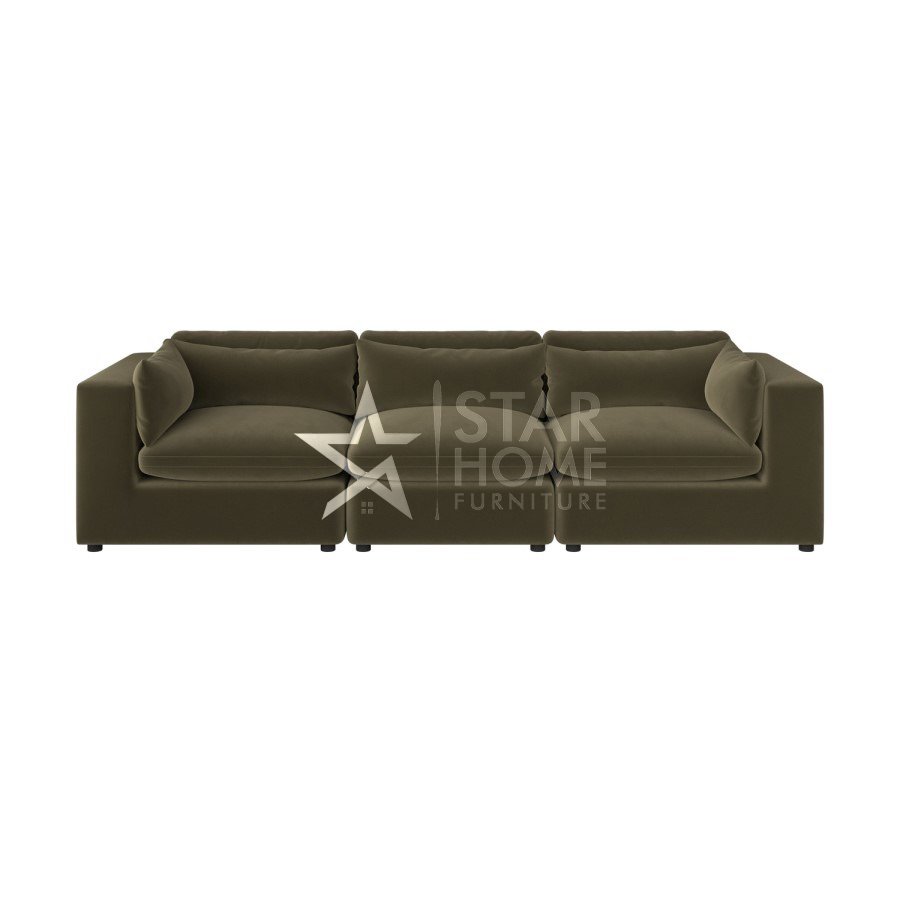 Hudson 4-Seater Large Velvet Sofa - Khaki Green - Star Home Furniture