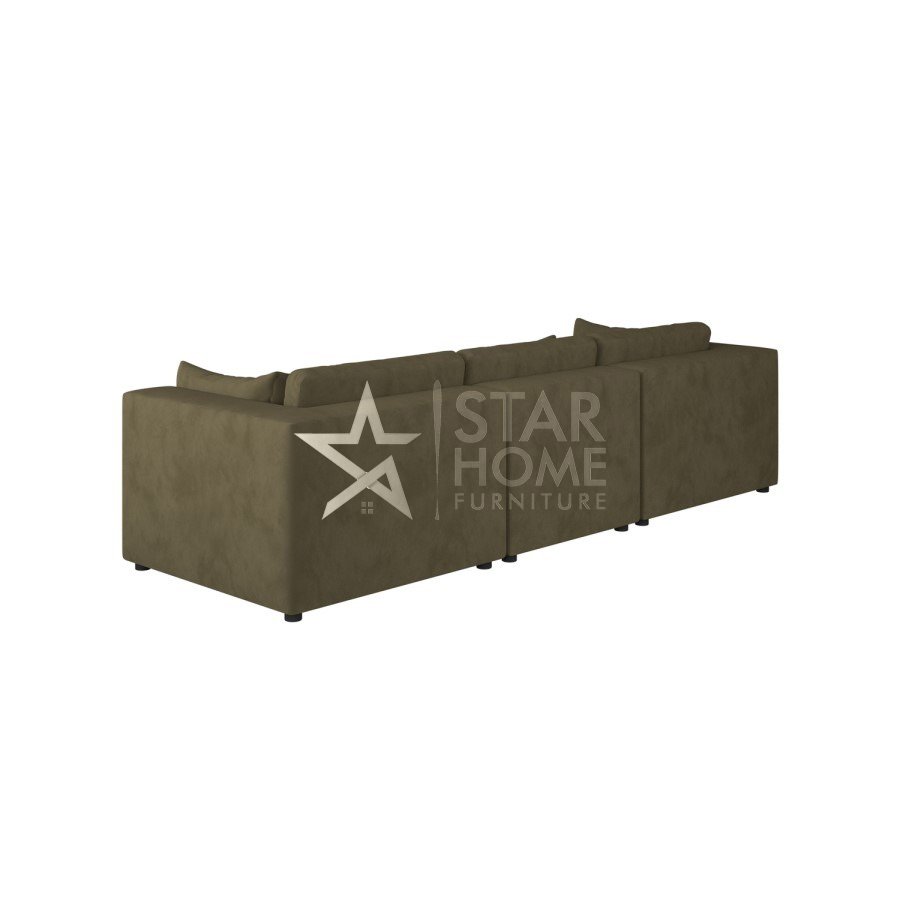 Hudson 4-Seater Large Velvet Sofa - Khaki Green - Star Home Furniture