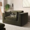 Hudson Cuddle Loveseat Velvet Chair - Khaki Green - Star Home Furniture