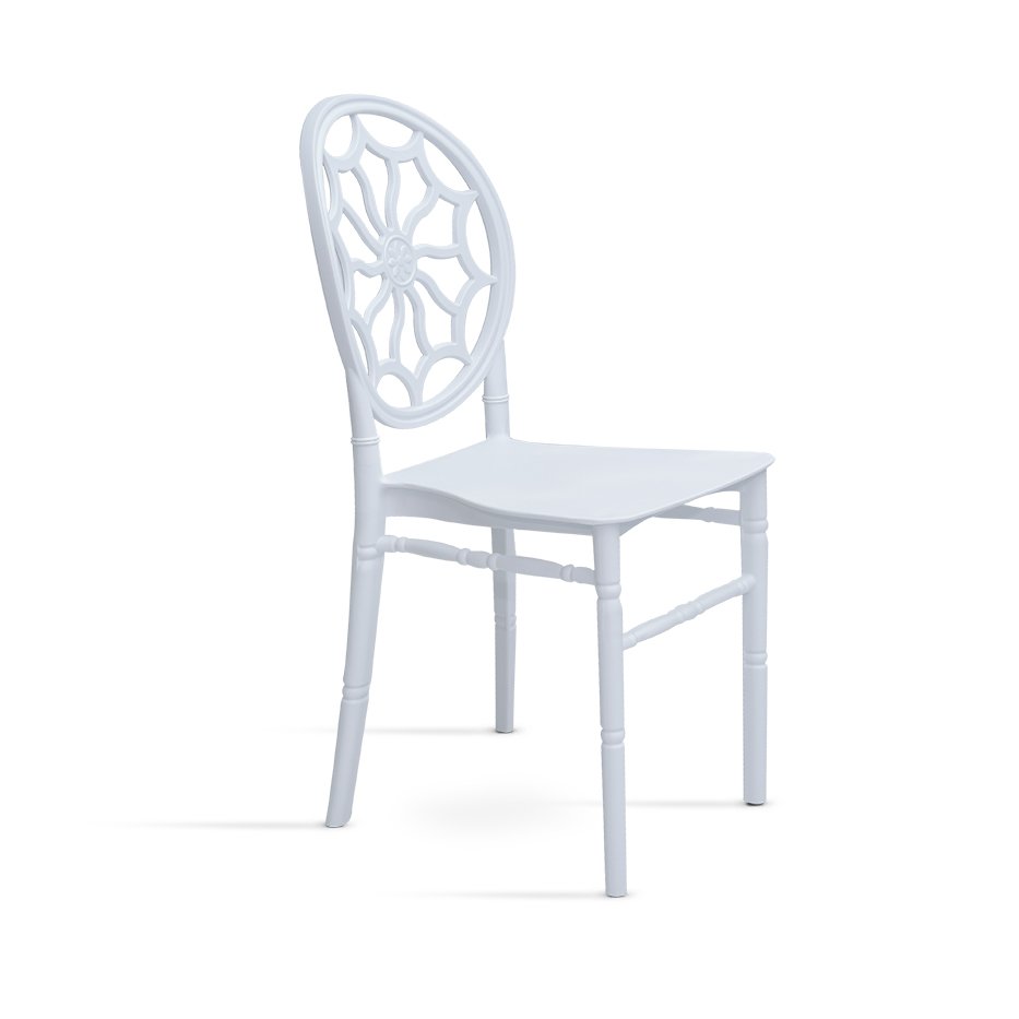 Modern Plastic Dining Stacking Bamboo Chair - White - Star Home Furniture