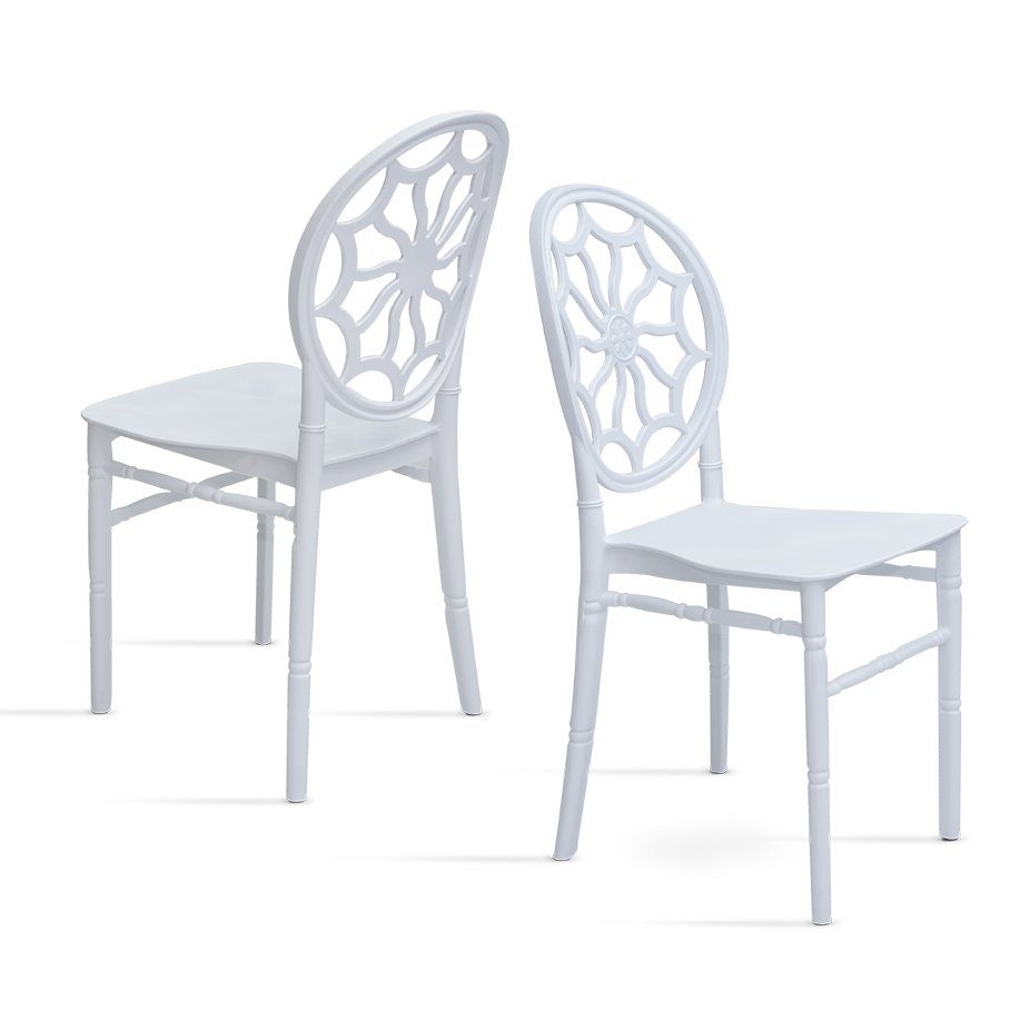 Modern Plastic Dining Stacking Bamboo Chair - White - Star Home Furniture