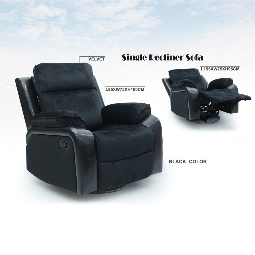 Recliner 1-Seater Manual Velvet Sofa - 1145A - Star Home Furniture