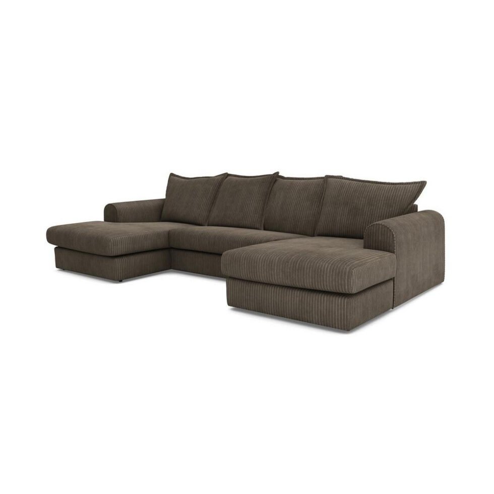 Serenis 4-Seater Large Double Ended Chaise Corduroy U-Shape Sofa - Star Home Furniture