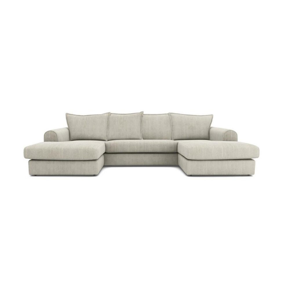 Serenis 4-Seater Large Double Ended Chaise Corduroy U-Shape Sofa - Star Home Furniture