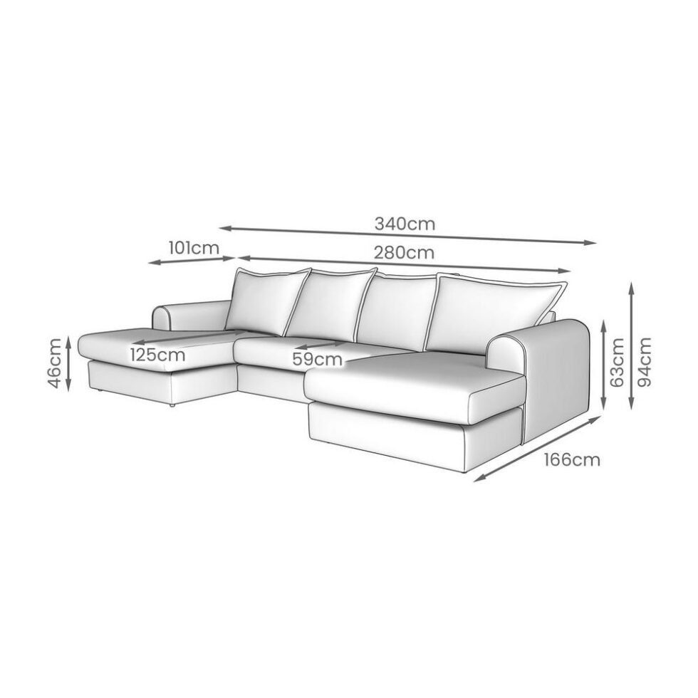 Serenis 4-Seater Large Double Ended Chaise U-Shape Sofa - Star Home Furniture