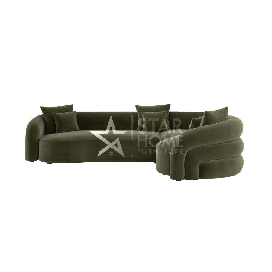 Zuri 4-Seater Curved Corner Velvet L-Shape Sofa - Star Home Furniture