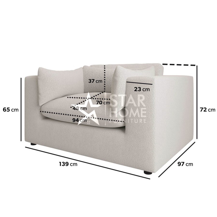 Hudson Cuddle Loveseat Boucle Chair - Beige Star Home Furniture