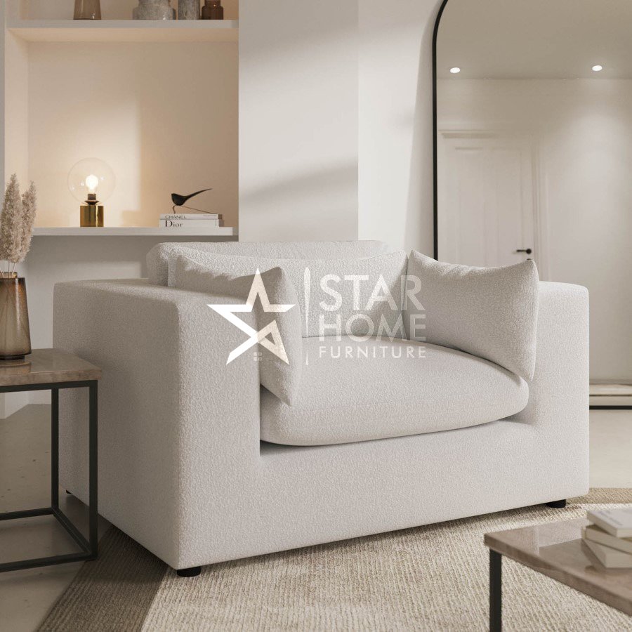 Hudson Cuddle Loveseat Boucle Chair - Beige Star Home Furniture