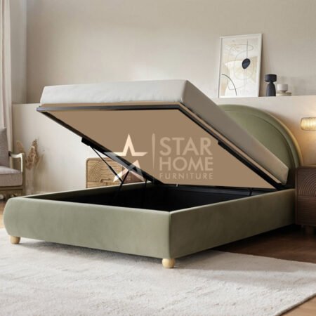 Nora Double Curved Headboard Velvet Bed - SHF