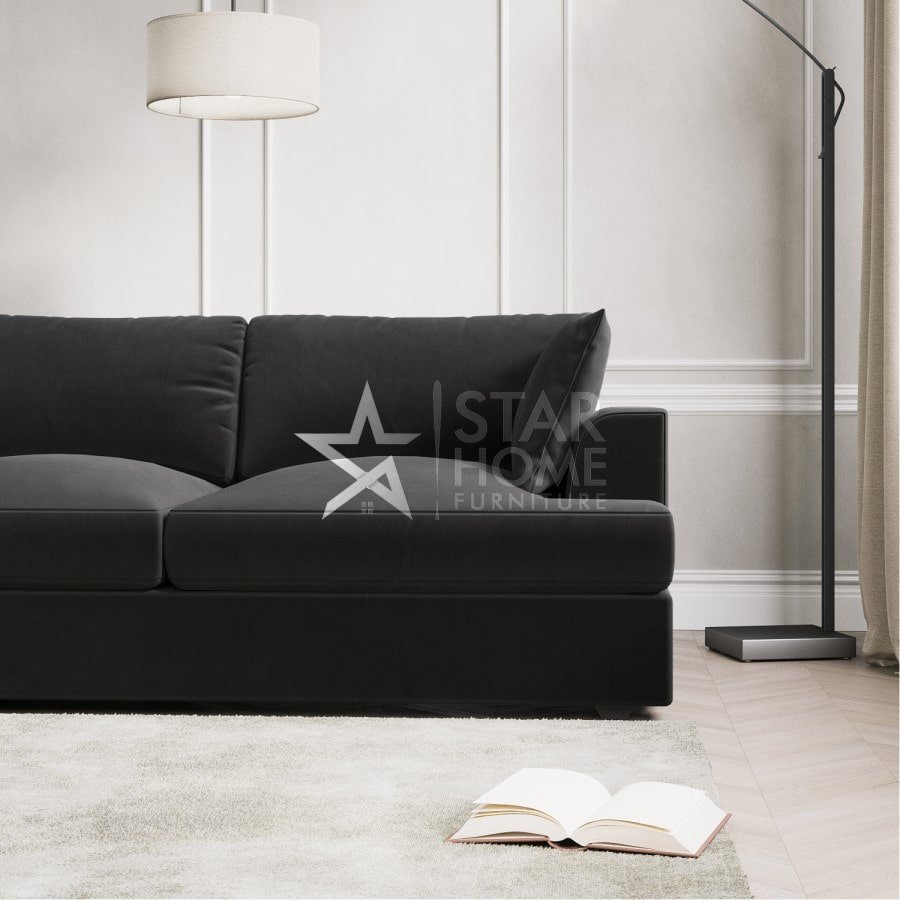 August 4-Seater Chaise Corner Velvet Sofa - SHF