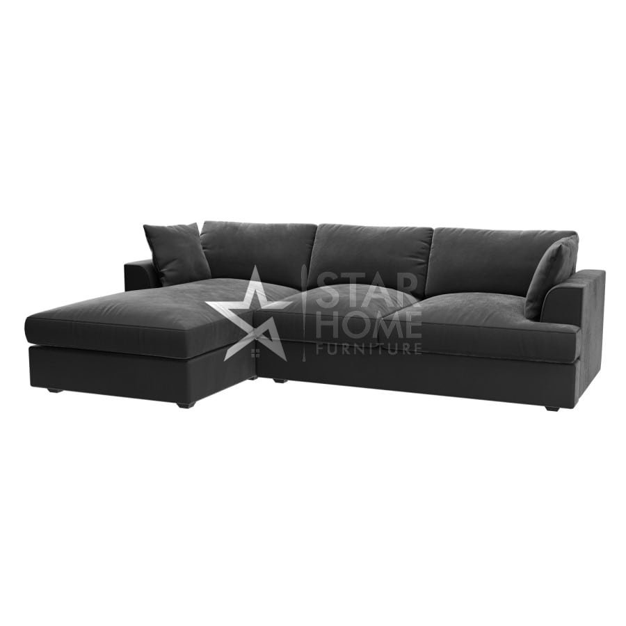 August 4-Seater Chaise Corner Velvet Sofa - SHF