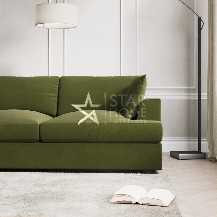 August 4-Seater Chaise Corner Velvet Sofa - SHF