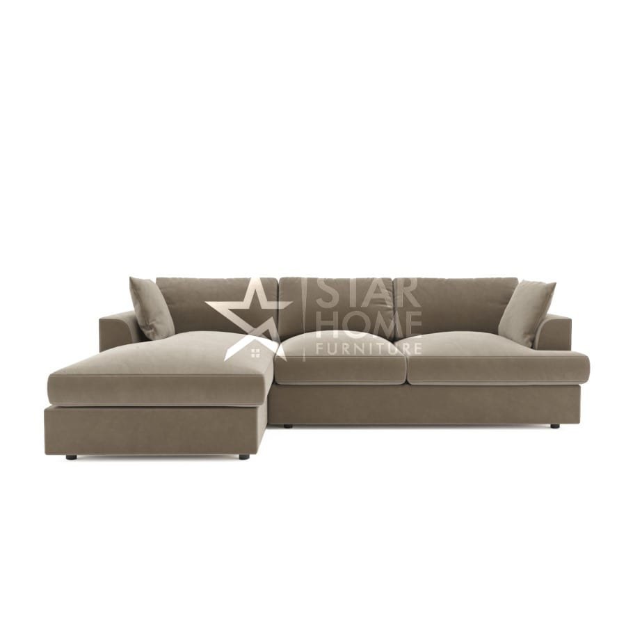 August 4-Seater Chaise Corner Velvet Sofa - SHF