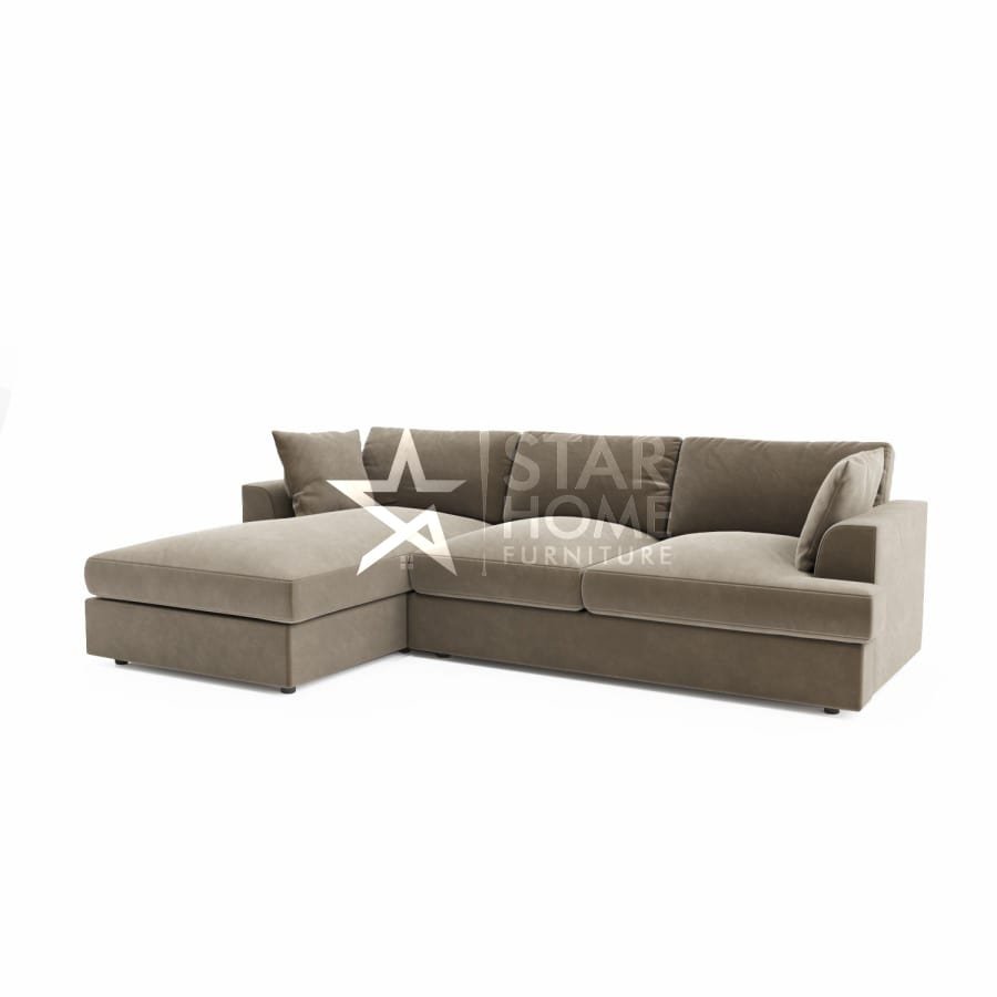 August 4-Seater Chaise Corner Velvet Sofa - SHF
