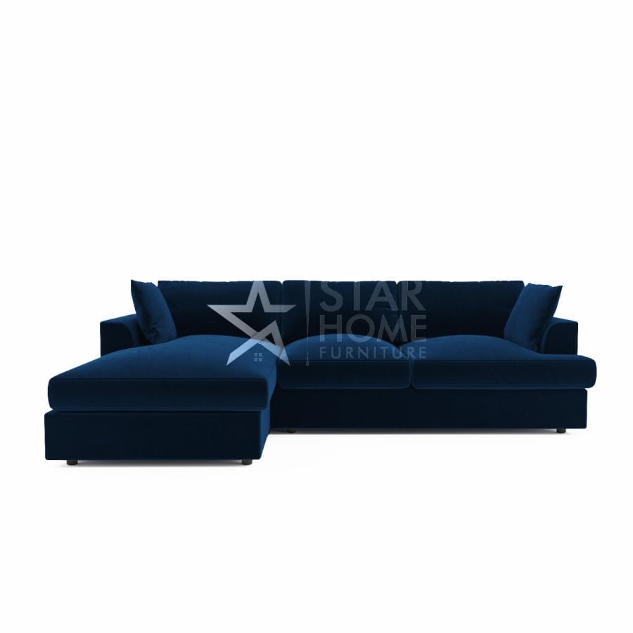 August 4-Seater Chaise Corner Velvet Sofa - SHF