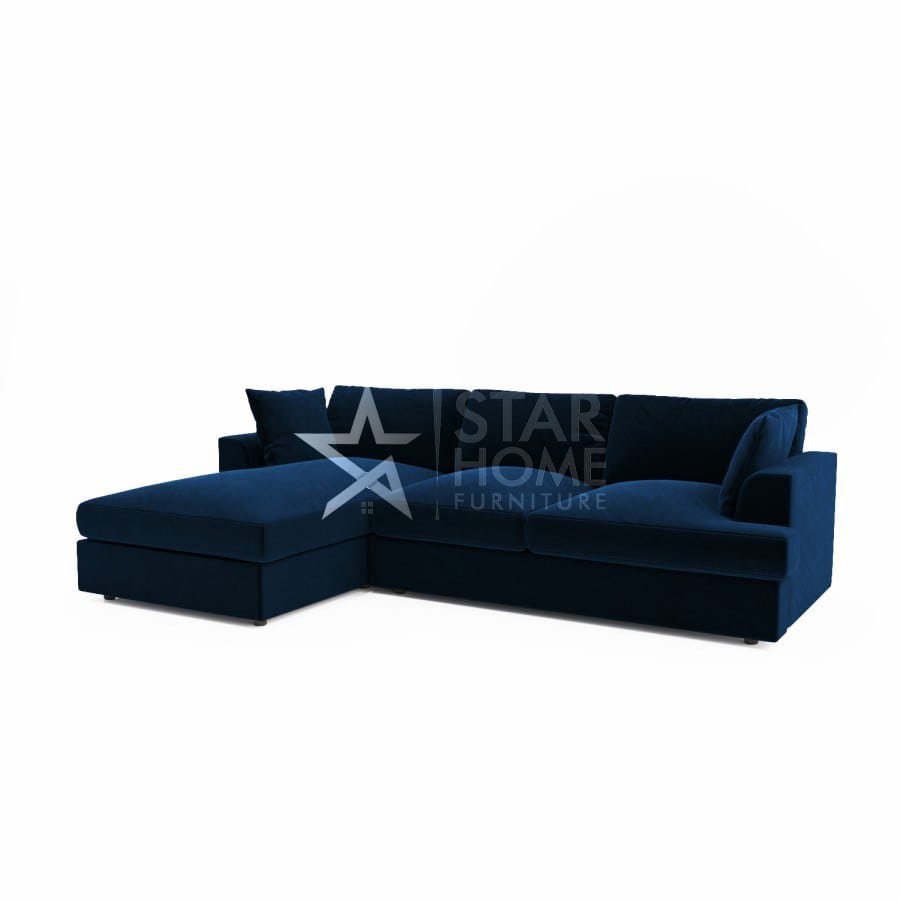 August 4-Seater Chaise Corner Velvet Sofa - SHF