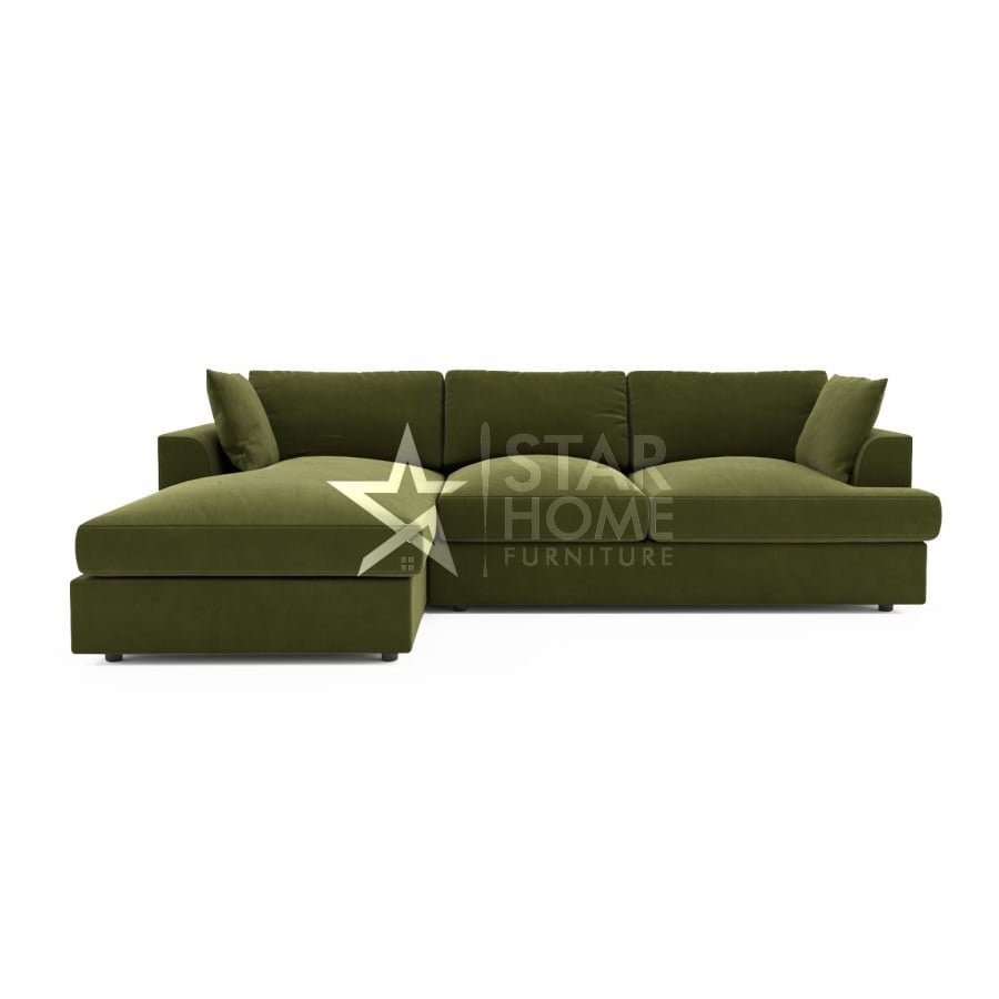 August 4-Seater Chaise Corner Velvet Sofa - SHF