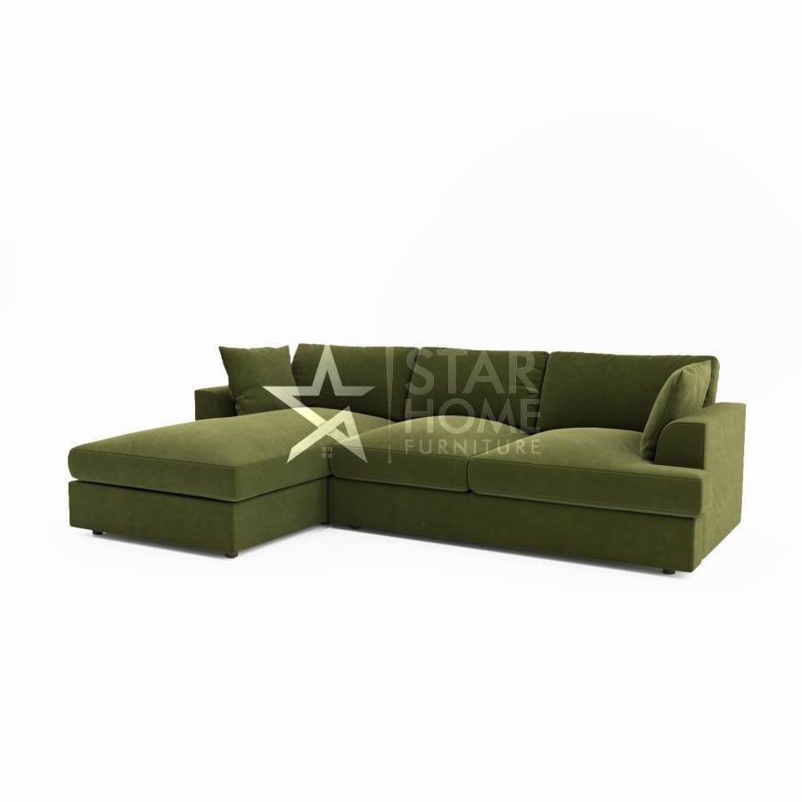 August 4-Seater Chaise Corner Velvet Sofa - SHF