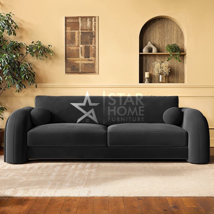 Aurelia 3-Seater Curved Velvet Sofa - SHF