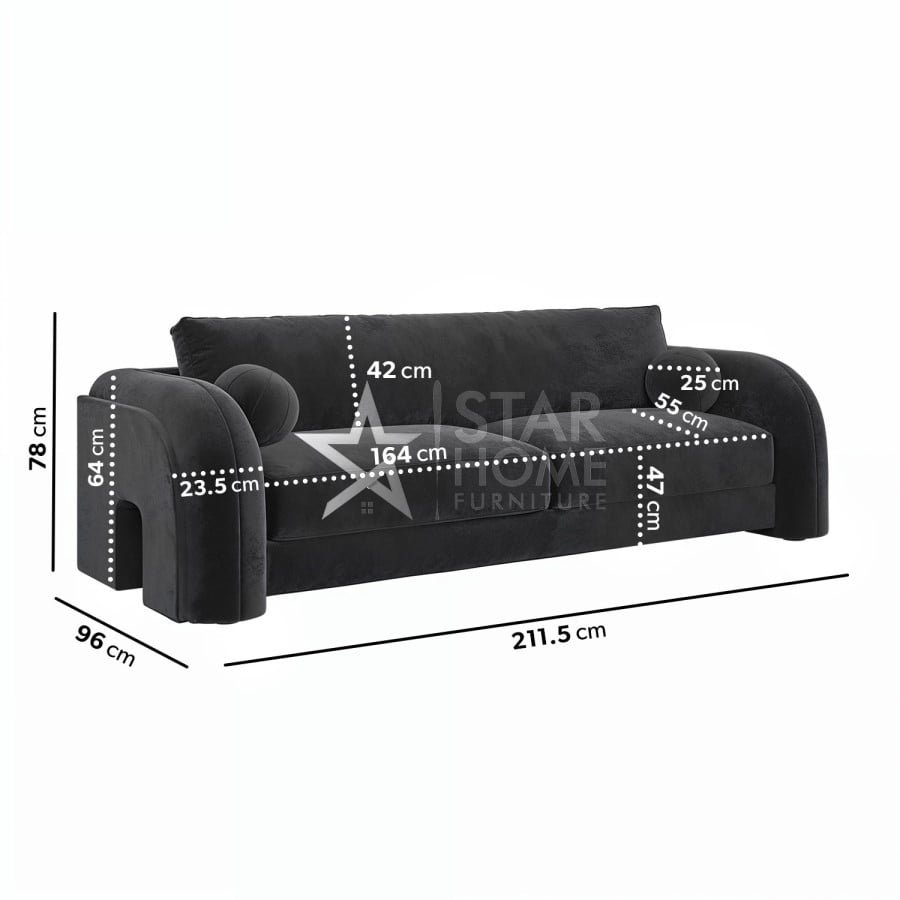Aurelia 3-Seater Curved Velvet Sofa - SHF