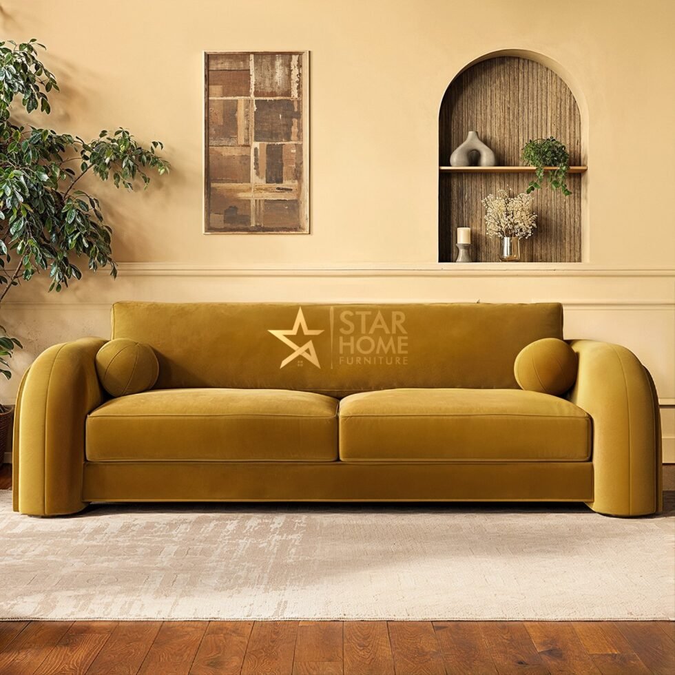 Aurelia 3-Seater Curved Velvet Sofa - SHF