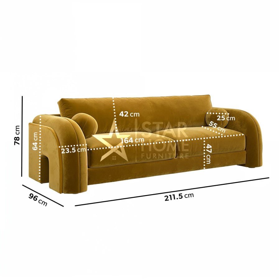 Aurelia 3-Seater Curved Velvet Sofa - SHF
