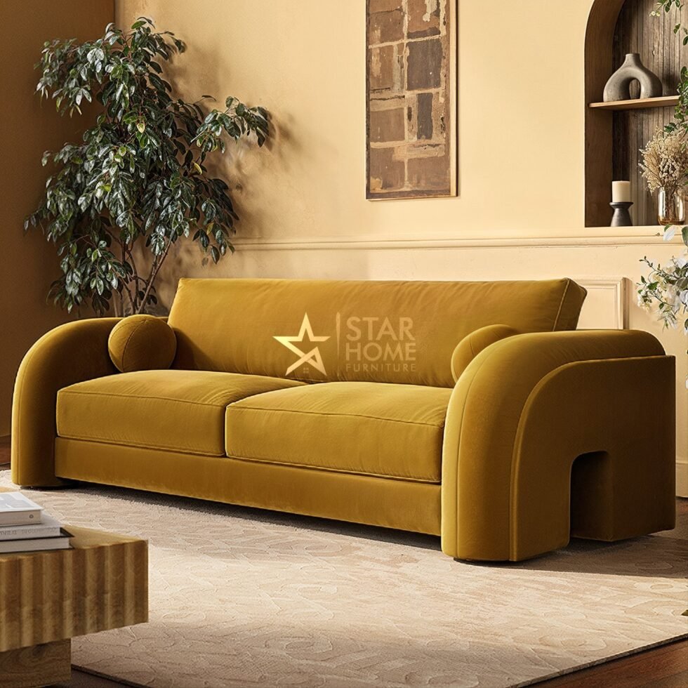 Aurelia 3-Seater Curved Velvet Sofa - SHF