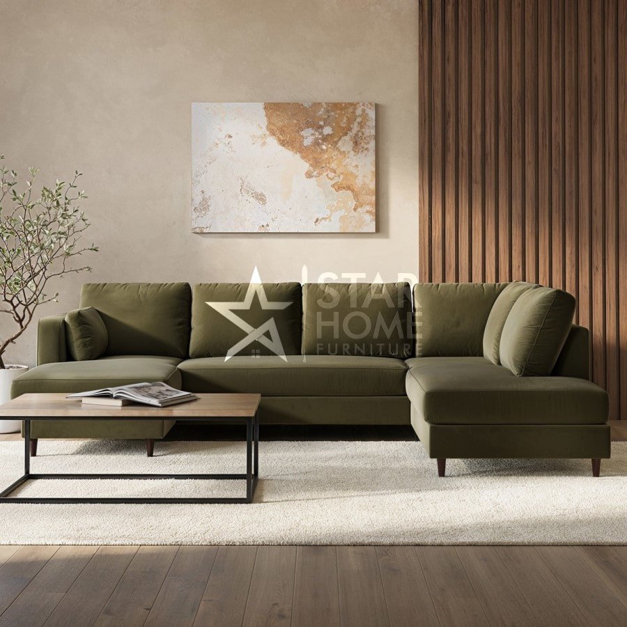 Boe 6-Seater U-Shaped Velvet Sofa - SHF