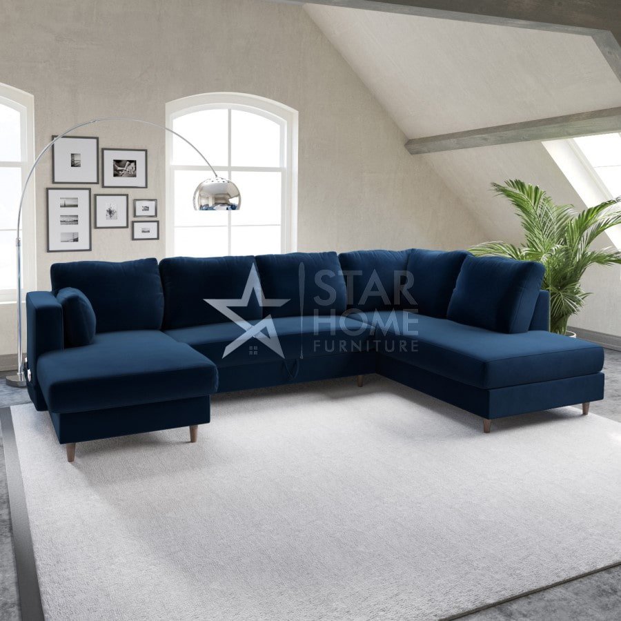 Boe 6-Seater U-Shaped Velvet Sofa - SHF