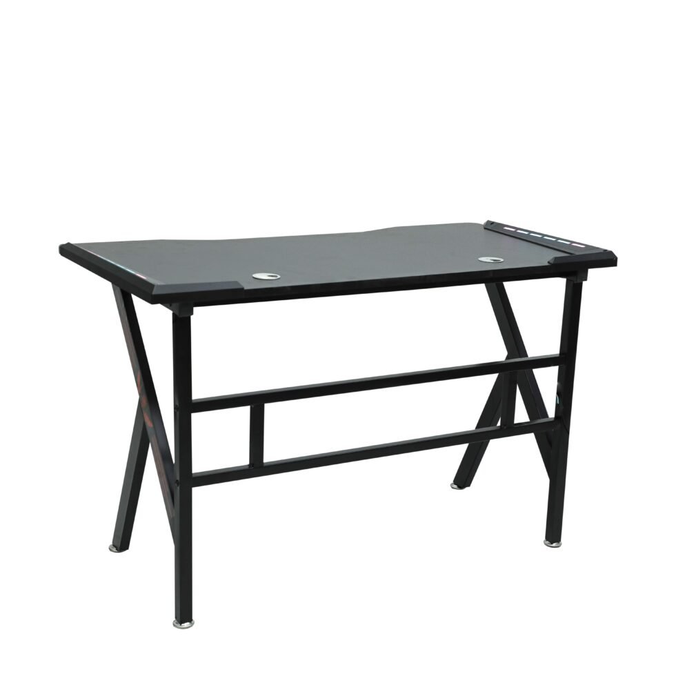 Carson LED Gaming Desk with Hook & Holder – Carbon Fiber Finish