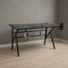 Carson LED Gaming Desk with Hook & Holder – Carbon Fiber Finish