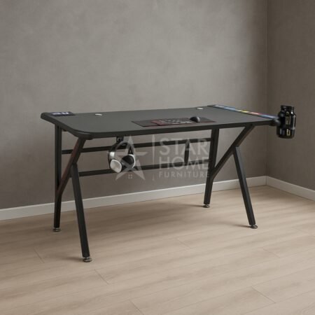 Carson LED Gaming Desk with Hook & Holder – Carbon Fiber Finish