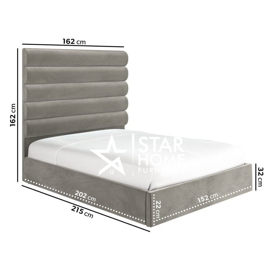 Kendall Tall Cushioned Headboard With Storage Velvet Bed - SHF