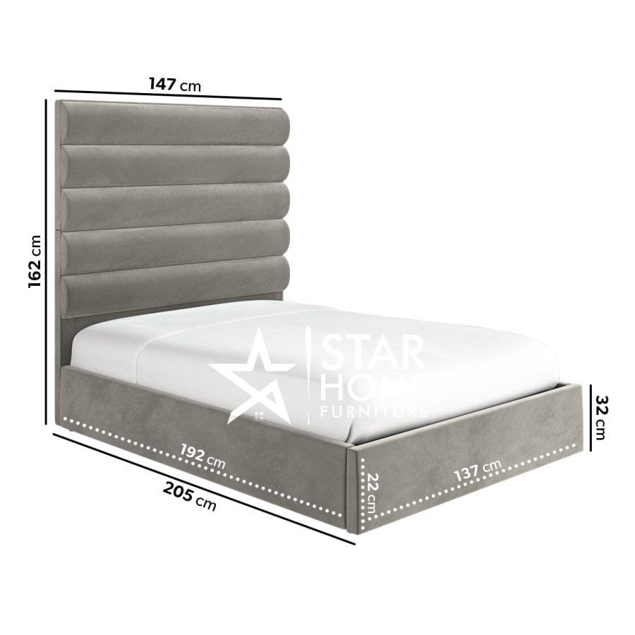 Kendall Tall Cushioned Headboard With Storage Velvet Bed - SHF