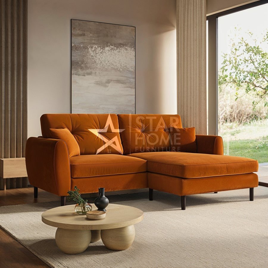 Nolen 3-Seater Chaise Corner Velvet Sofa - SHF