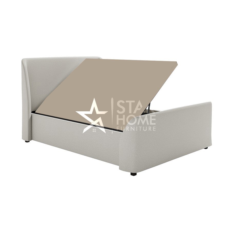 Amelia Upholstered Side-Lift Ottoman Bed - Grey - SHF