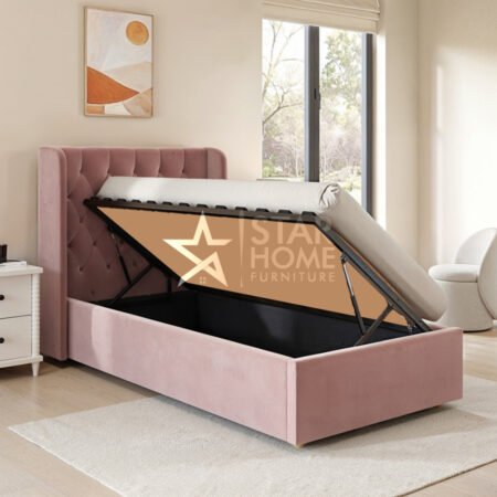 Taylor Single Side-Lift Ottoman Velvet Bed - SHF
