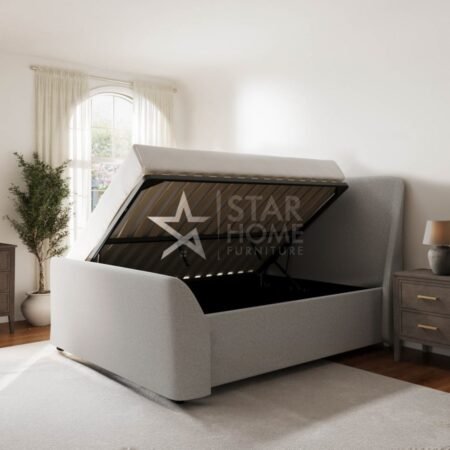 Amelia Upholstered Side-Lift Ottoman Bed - Grey - SHF