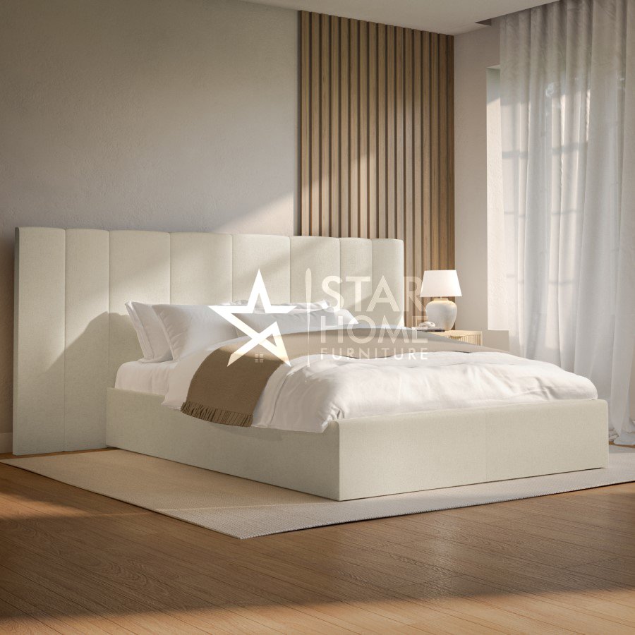 Iman Upholstered Ottoman Bed with Wide Headboard Bed - SHF