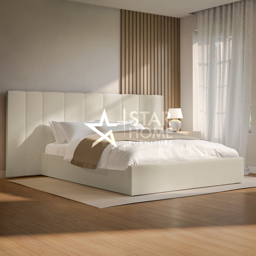 Iman Upholstered Ottoman Bed with Wide Headboard Bed - SHF