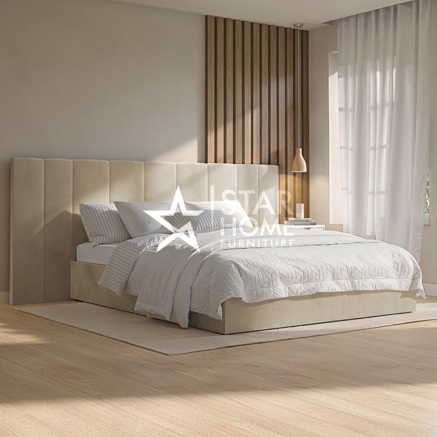 Iman Upholstered Ottoman Bed with Wide Headboard Bed - SHF