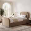 Naomi Boucle Single Guest Bed With Trundle & Curved Headboard - SHF