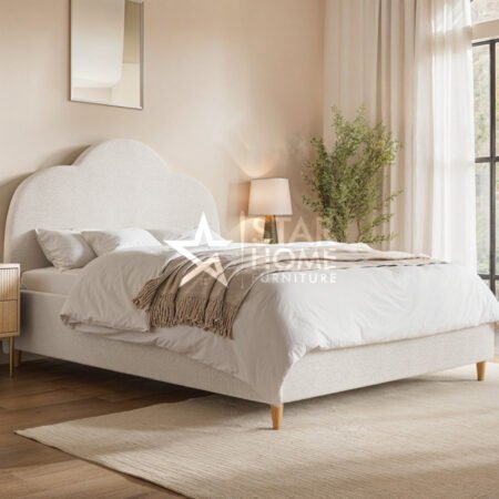 Roma Ottoman Bed with Scalloped Headboard Boucle - SHF