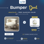 Accent 1-Seater Boucle Armchair + FREE Hanging Chair