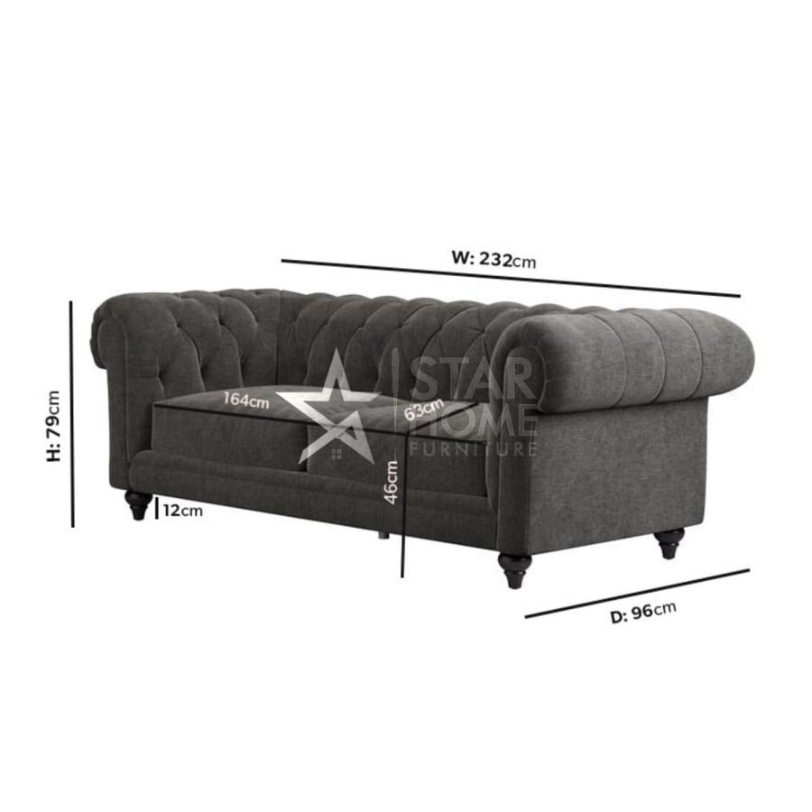 Beatie 3-Seater Chesterfield Fabric Sofa - SHF