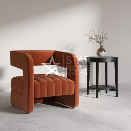 Boni Art Deco Accent Velvet Chair with Ribbed Detail - SHF