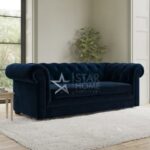 Bronte 3-Seater Chesterfield Velvet Sofa - Navy