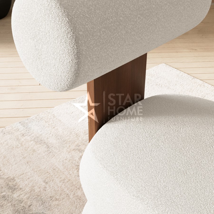 Cleo Roll Back Dressing Boucle Table Chair - Cream - SHF