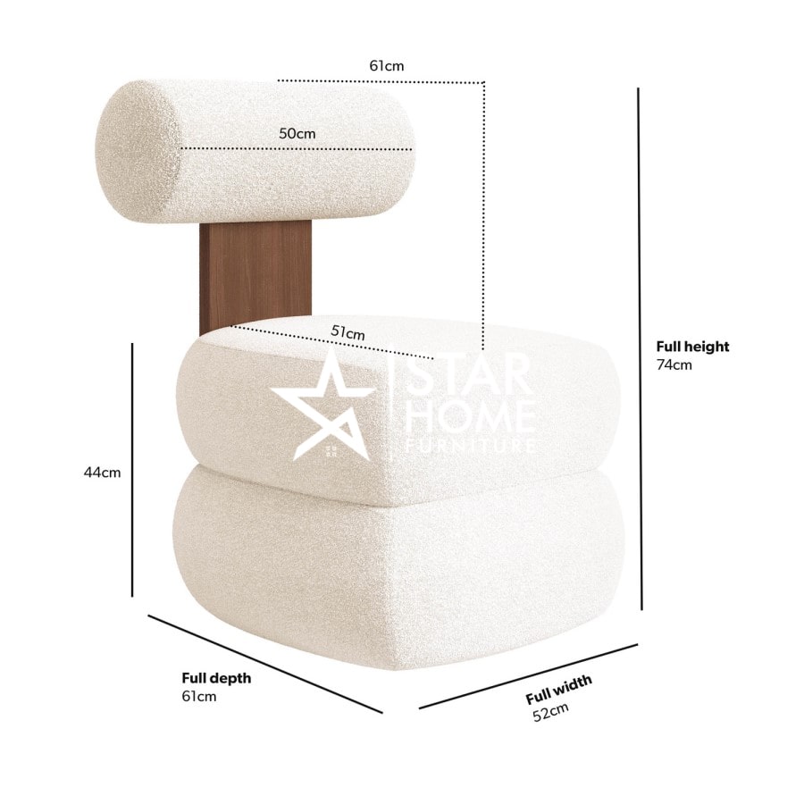 Cleo Roll Back Dressing Boucle Table Chair - Cream - SHF